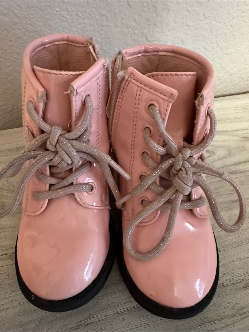 The Children's Place Pink Patent Lace-Up Toddler Boots